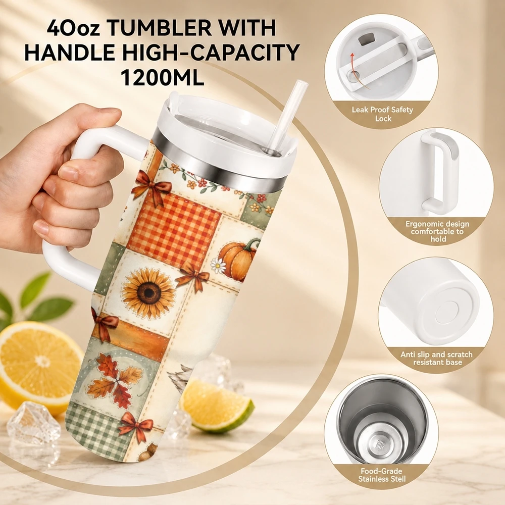 Retro Goose Couple Vacuum Flasks 40oz Stainless Steel Travel Tumbler with Handle Straw Lid Double Wall Vacuum Insulated