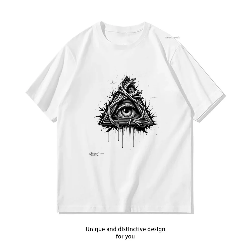 All Seeing Eye Tattoo Design T-Shirt Print  Casual Cotton Short Sleeve Tee for Men Women