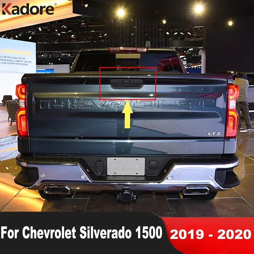 

For Chevrolet Silverado 1500 2019 2020 Chrome Car Rear Trunk Handle Cover Trim Tailgate Door Handle Molding Covers Accessories