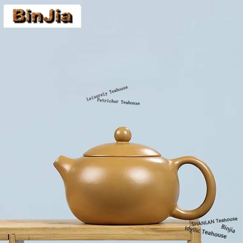 

210ml Handmade Yixing Purple Clay Teapots Handmade Xishi Pot Raw Ore Gold Zhu Mud Tea Brewing Kettle With Filter Zisha Tea Set