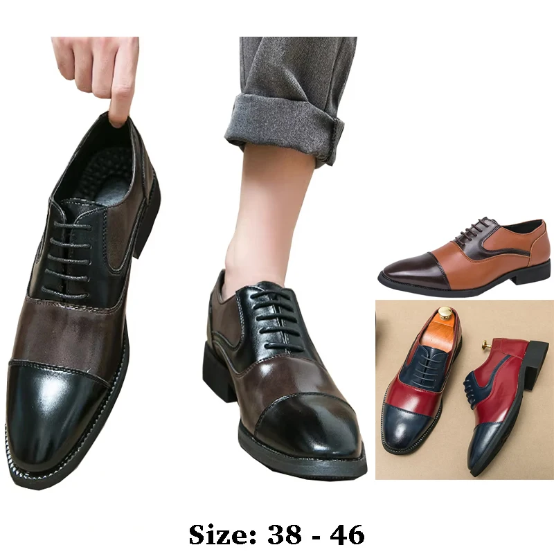 

высококачественные кожаные туфли-лодочки для мужчин с низким вырезом и острым носком, удобные размеры 45, 46, новинка 2025 года, прогулочная официальная деловая обувь черного, красного цвета