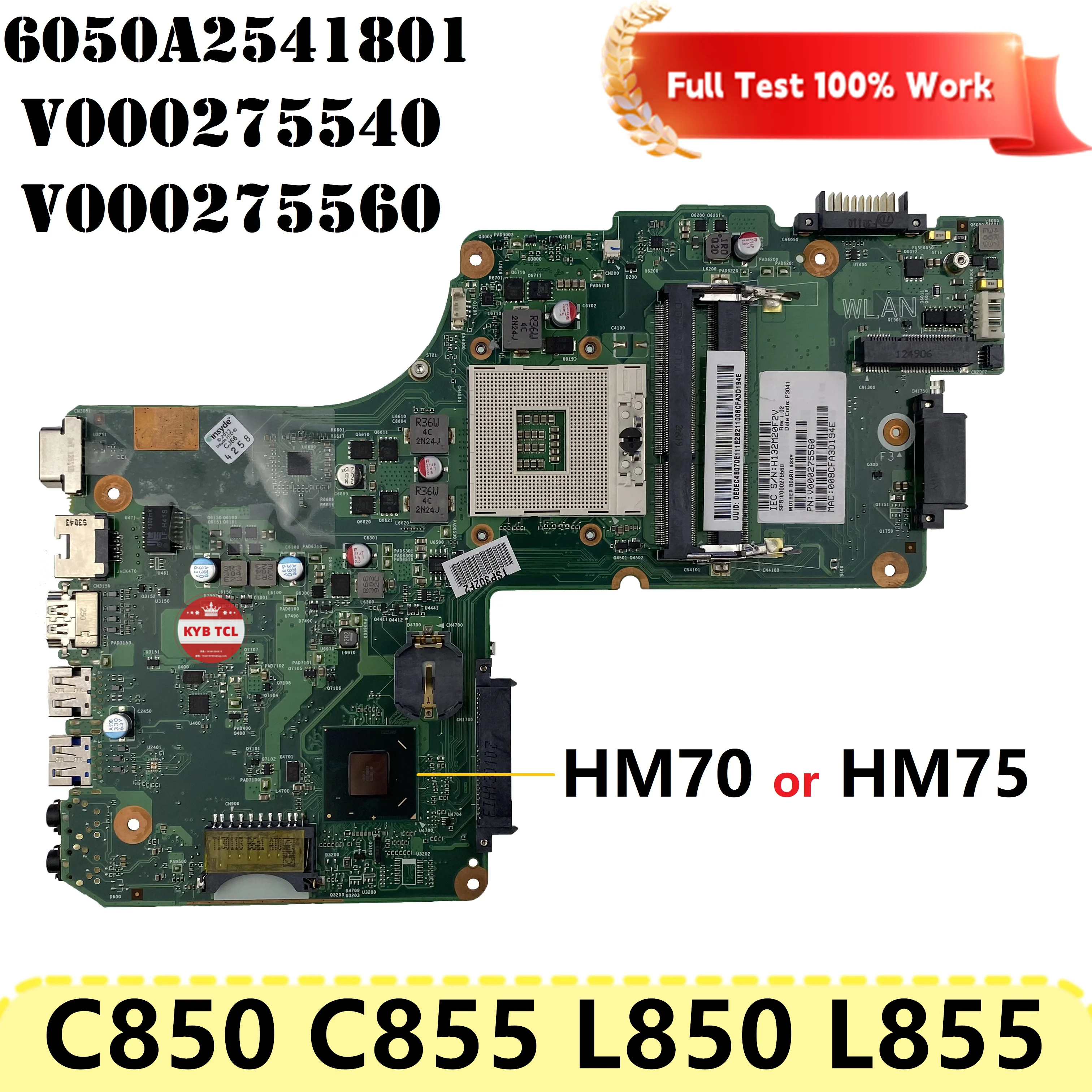 Quaderno 6050A 2541801   Per Toshiba Satellite C850 C855 L850 L855 Scheda madre del computer portatile V 000275540   V V V 000275560   Scheda madre HM70 o HM75