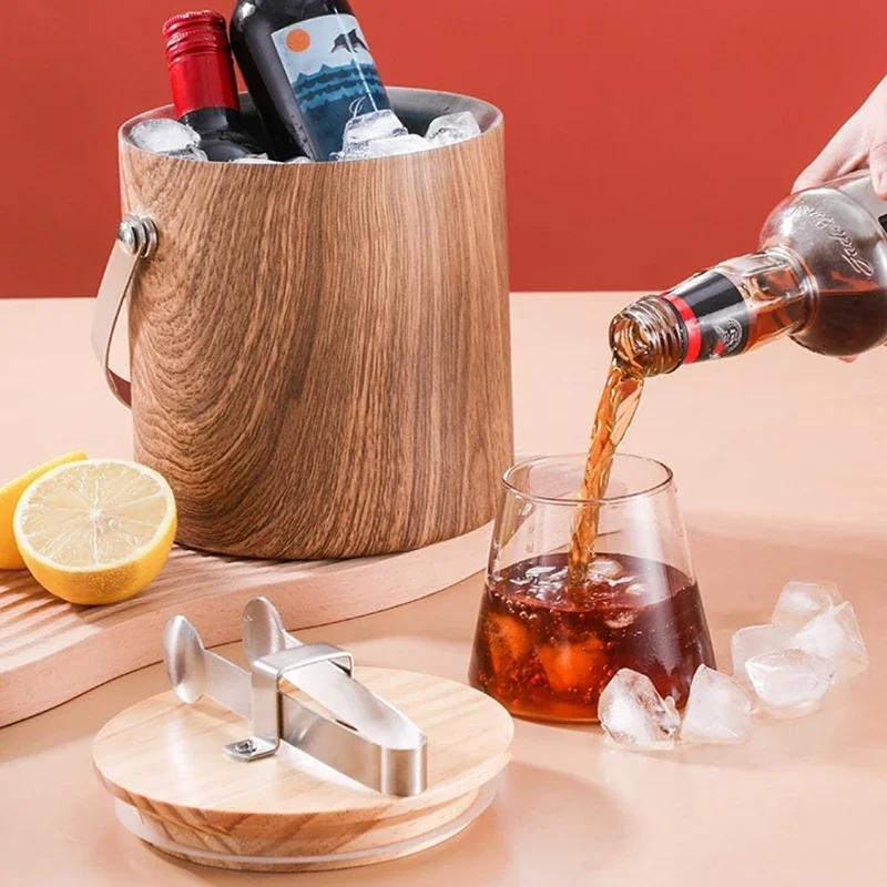 Double Layer Ice Cubes Bucket Stainless Steel Parties Champagne Ice Granule Bucket Luxury Camping Storage Buckets Bar KTV Beer