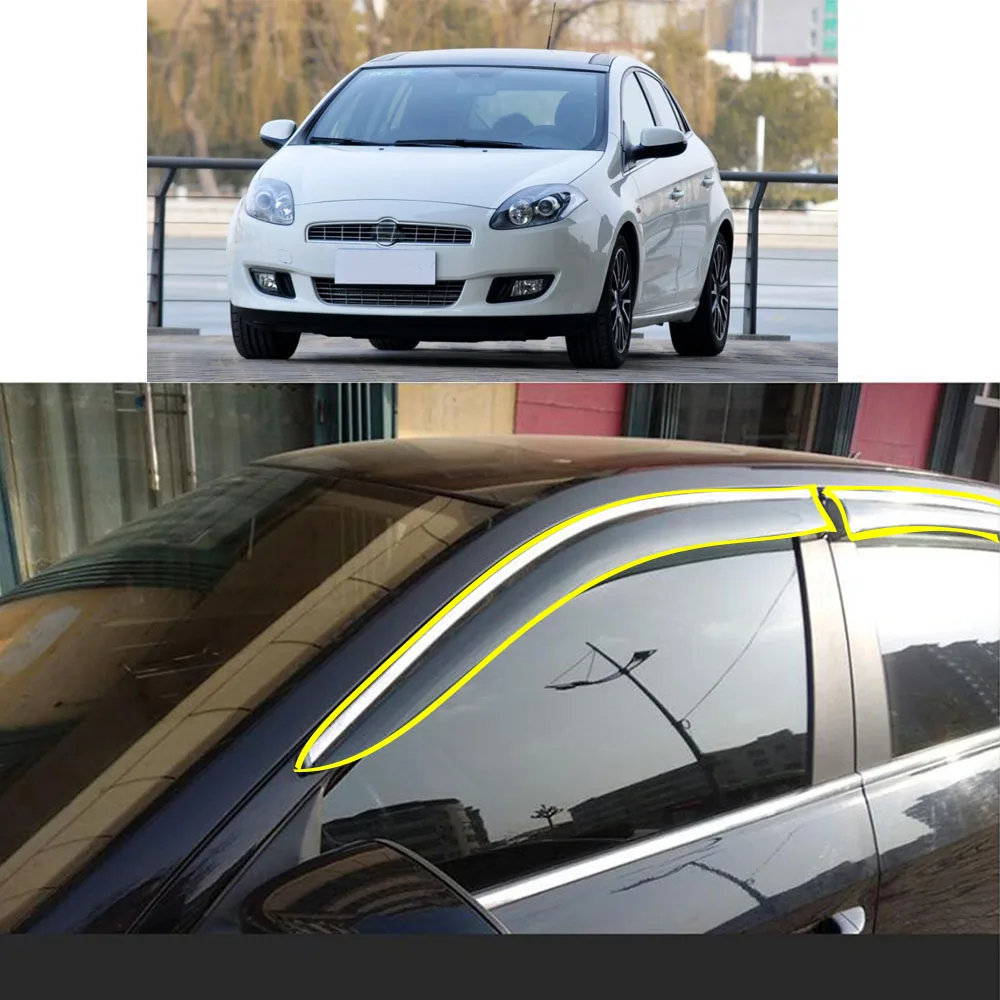 

Car Body Styling Sticker Plastic Window Glass Wind Visor Rain/Sun Guard Vent Parts For FIAT Bravo 2008 2009 2010 2011 2012 2013