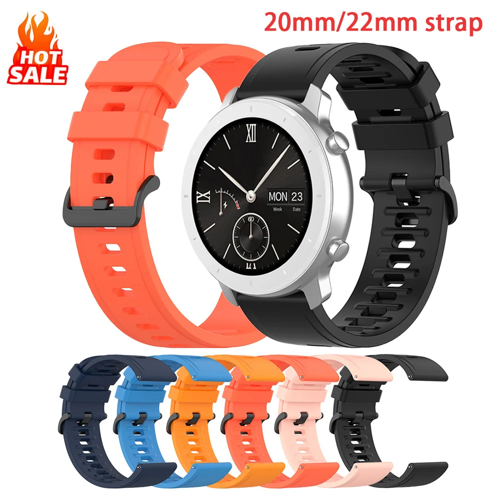 22/20mm Silicone Watch Strap For Xiaomi mi Watch S5/S4/Color 2/S1 Active/ Sports Correa For Amazifit GTR 42/47mm/GTR 5 4/Bip 6 5
