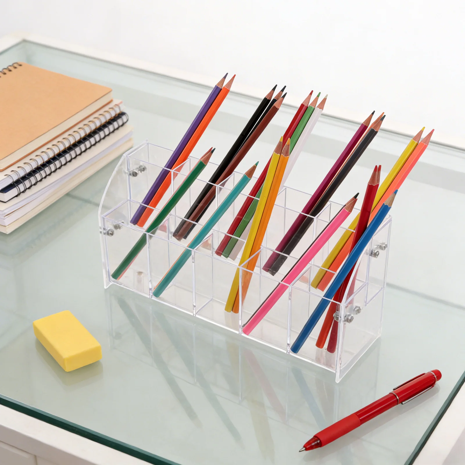 

Stylish Acrylic Pen Holder for Office and School Transparent Desk Organizer for Pens Pencils and Markers Storage