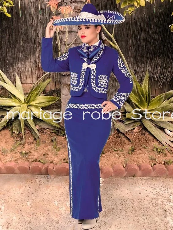 Royal Blue traje Charro Mermaid Evening Dresses with Long Sleeve Jacket Embroidery Floral Mariachi custom vestidos para mujer - AliExpress 320 Royal Blue traje Charro Mermaid Evening Dresses with Long Sleeve Jacket Embroidery Floral Mariachi custom vestidos para mujer - AliExpress 320