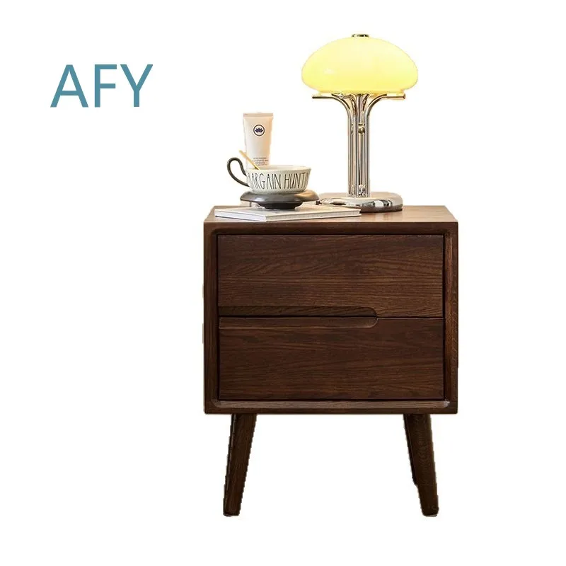 Walnut Double Pumping Locker for Bedside Table Head Table All Solid Wood Retro Style Furniture for Bedroom Living Room