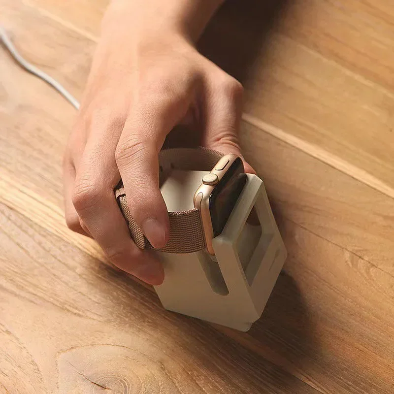 애플 워치용 실리콘 스탠드 충전 도크 거치대, 레트로 컴퓨터 패턴, 나이트 스탠드 키퍼 브래킷 베이스, 7, 6, 5, 4, iWatch 3, 2, 1