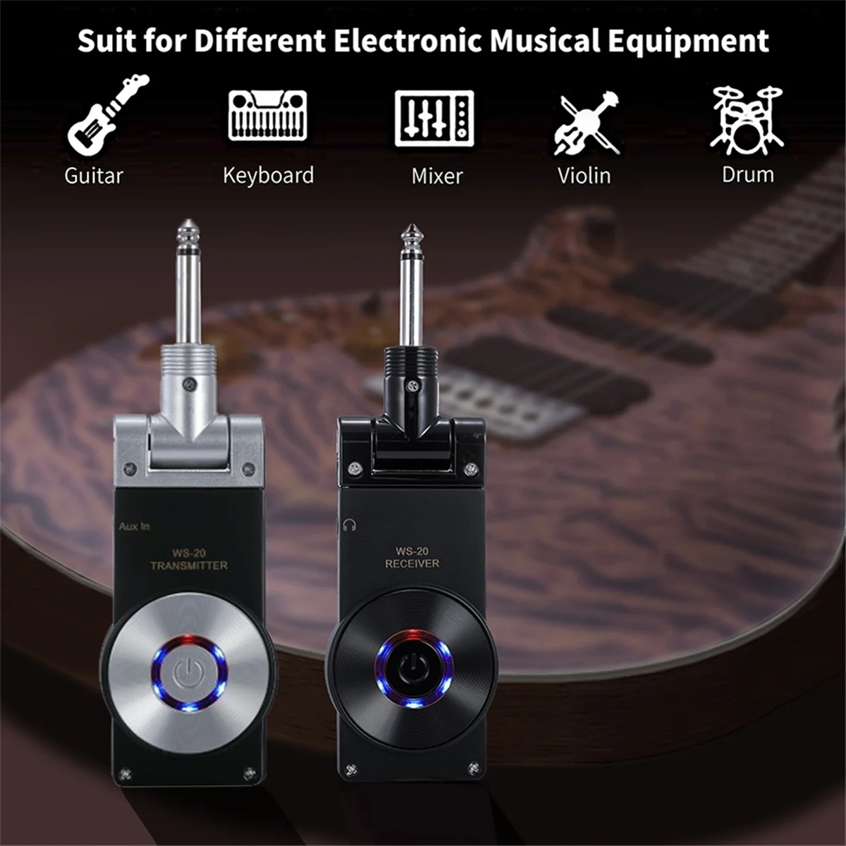 

AU13-IOUNG-2.4G Guitar Wireless System Transmitter Receiver