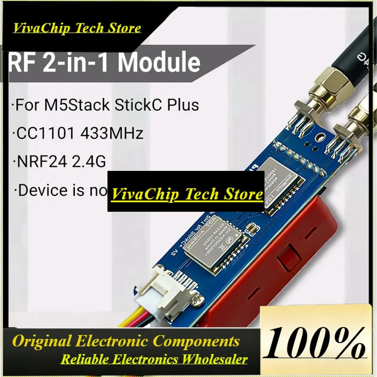 VivaA26Z 2-in-1 Module For StickC Plus2, Supports 2.4GHz And Sub-GHz 433MHz, Compatible For Bruch Firmware With Case