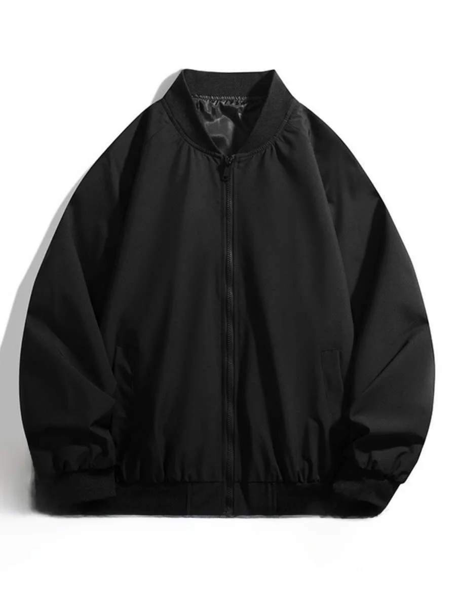 

New Men's Baseball Jaet Casual Stand Collar Outerwear Spring Autumn Trendy Brand ex Sle Regular Sve Length Pure Color