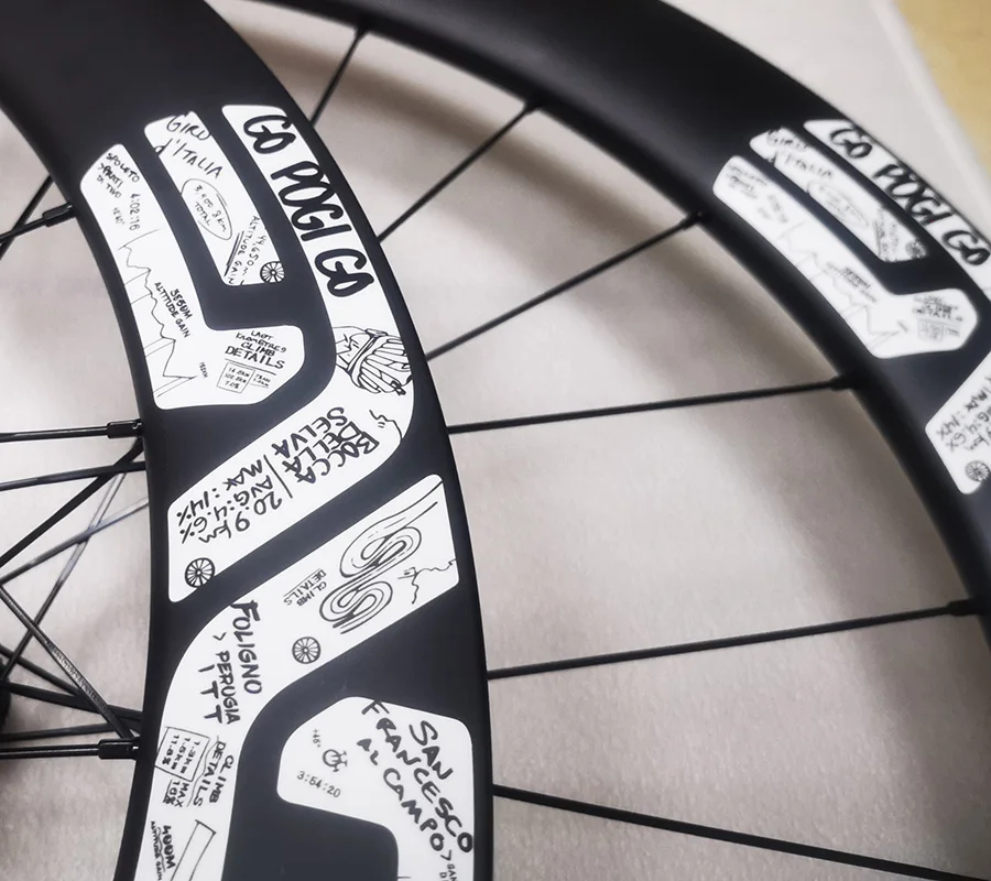 Disc Carbon Road Bike Wheelset 45/50/55mm Personalized Custom Graffiti Sticker 54T Ceramic Gravel Light Disc Bicycle Wheel 700c