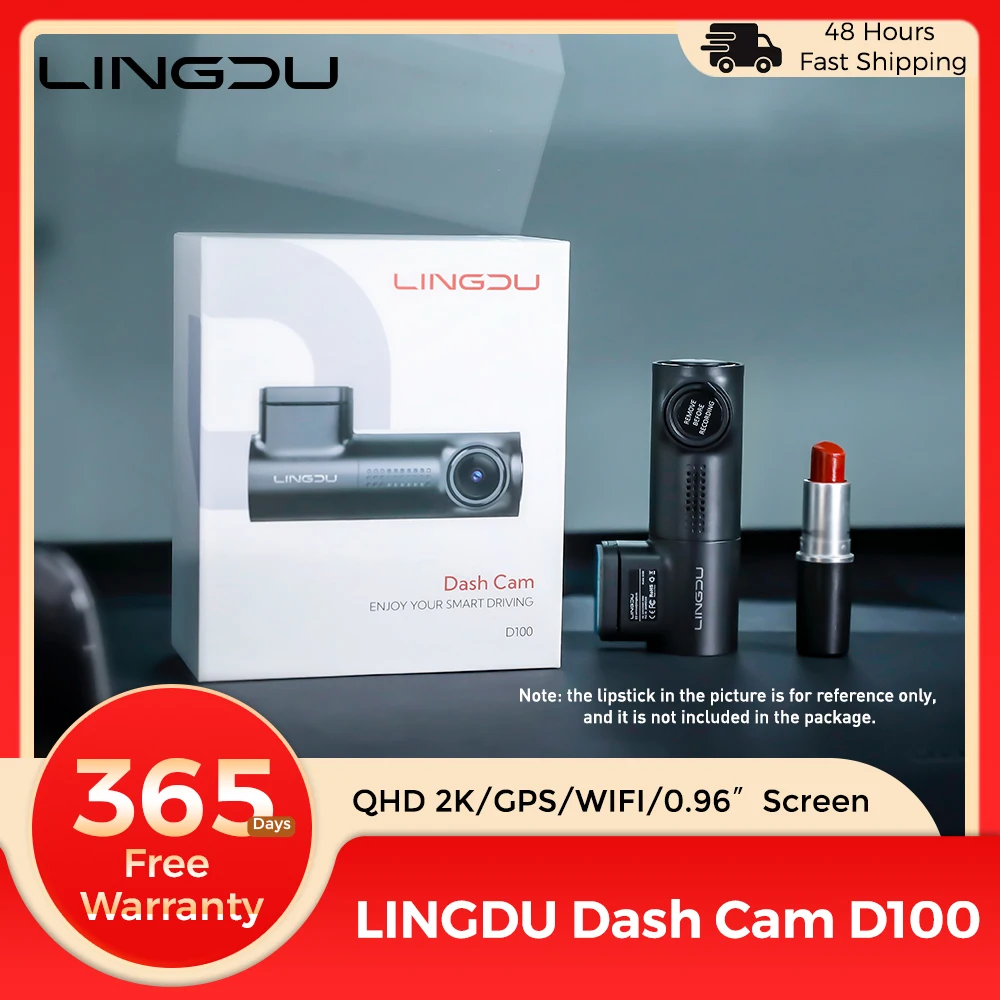 LINGDU 2.5K Dash Cam D100 Car DVR Built-in GPS WIFI 0.96'' Screen Car Camera Smart APP Voice Control Parking Mode Video Recorder