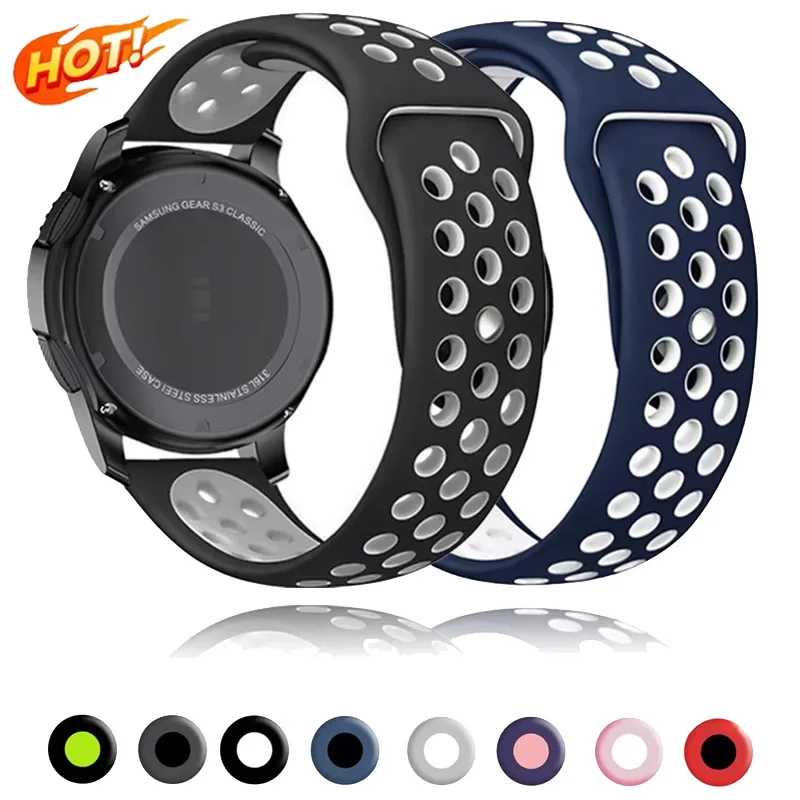 Correa de silicona de 20/22mm para Samsung Galaxy Watch 7/6/5/4Huawei Watch 5 4 GT5-4-3-2 Pro 46mm banda transpirable Amazfit GTR4/Active 2
