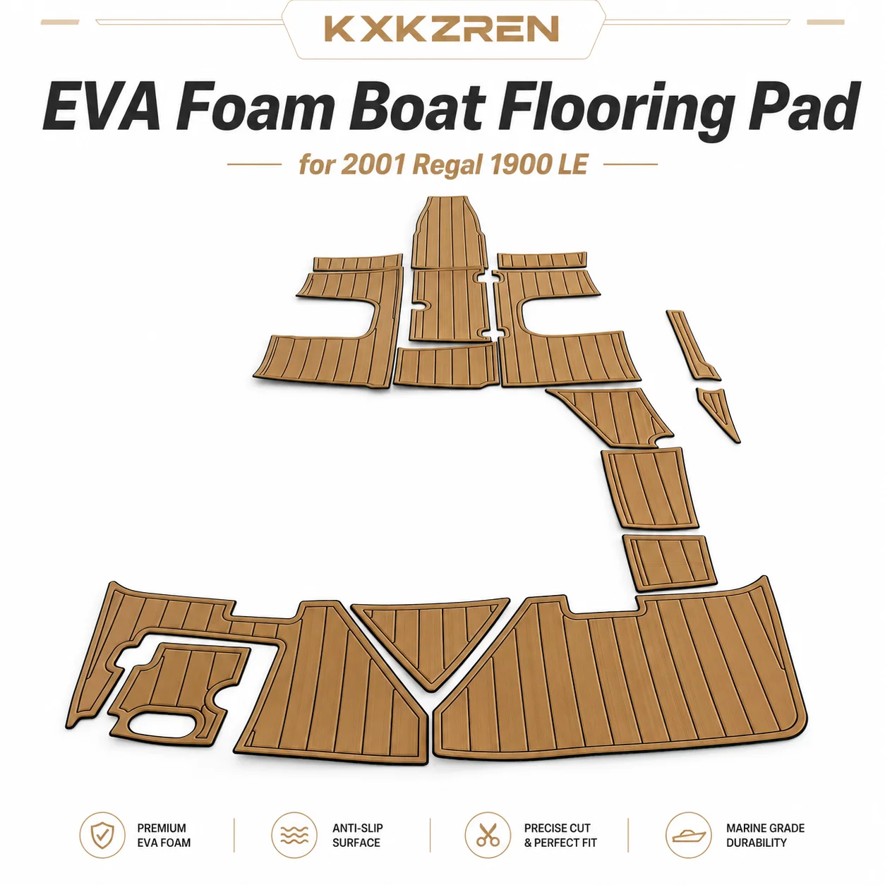 KXKZREN EVA Foam Decking Mat for 2001 Regal 1900 LE Boat Flooring Pad Faux Teak Non Slip Marine Carpet Cockpit Floor Kit Custom