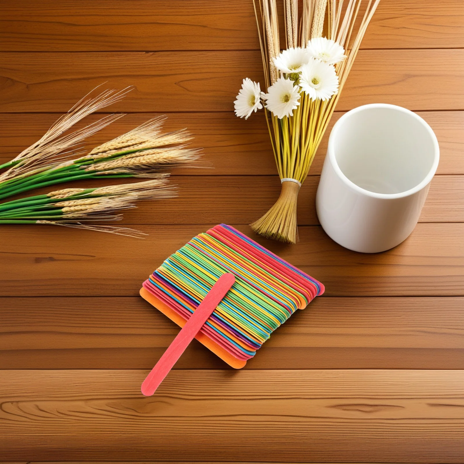 

50pcs Colorful Craft Sticks Jumbo Wood Popsicle DIY Projects Classroom Supplies Durable Giant Ice Cream Sticks
