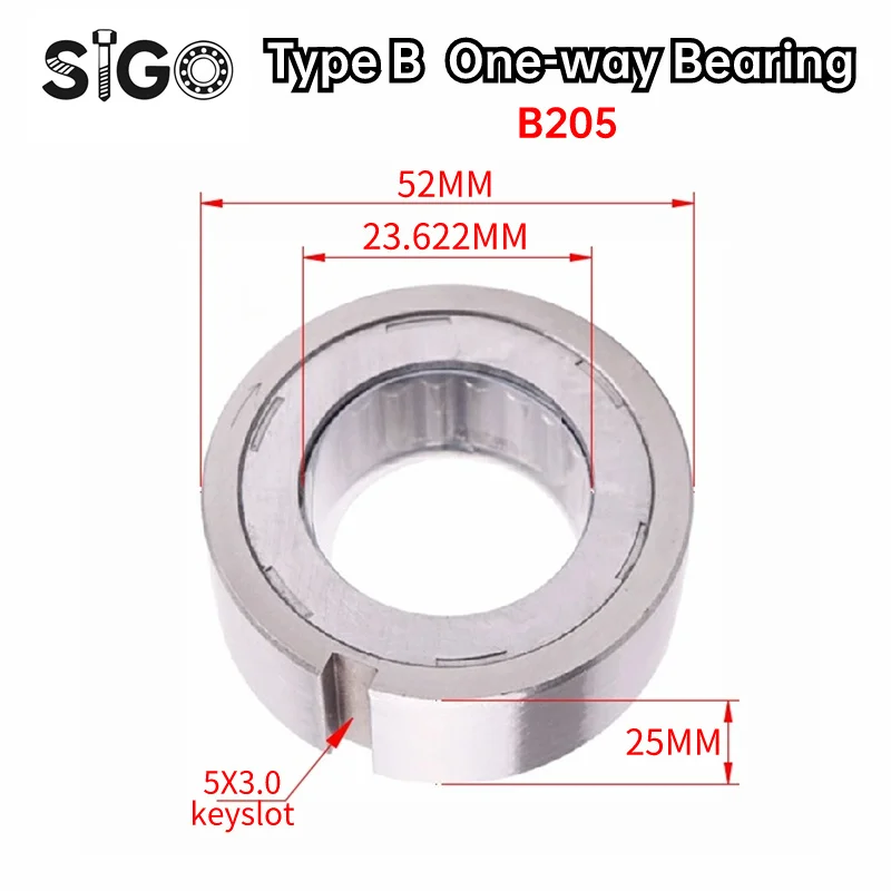 1PCS B205 Axle Diameter 23.622 Outer Diameter 52MM Thickness 25mm Cam Clutch Needle Roller One-way Bearing with Keyway