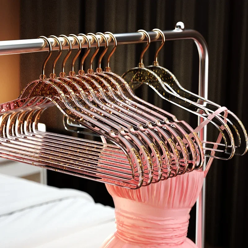 10 Pack Quality Hangers Clear Crystal Hanger for Clothes - Durable Plastic Invisible Dress Nonslip Coat Shirt Hangers