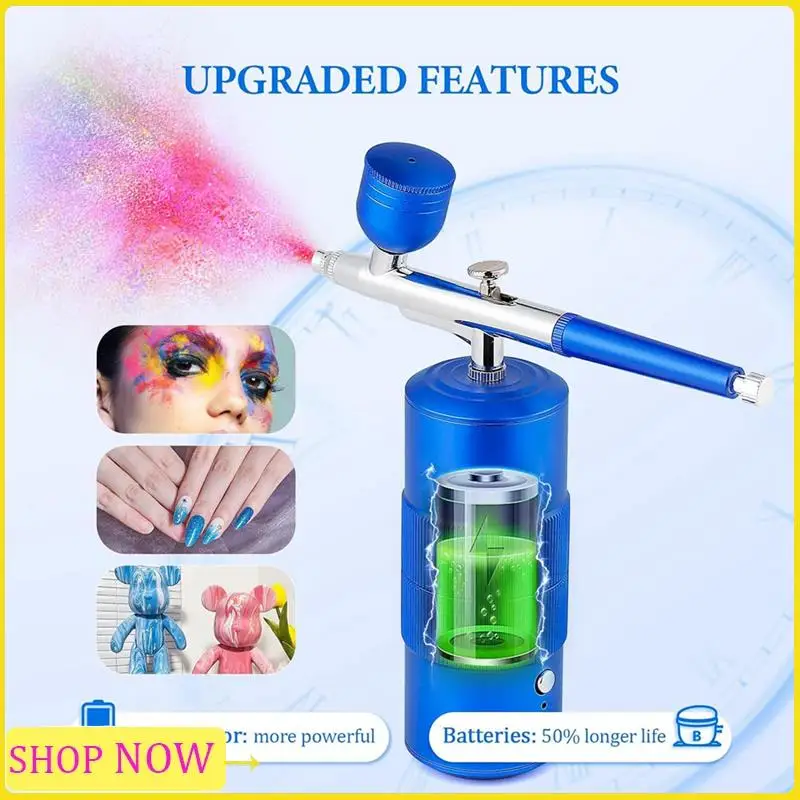 

Airbrush Kit Machine, Rechargeable Handheld Airbrush, Professional Cordless Air Brush For Nail Art, Makeup, (Blue) Easy To Use