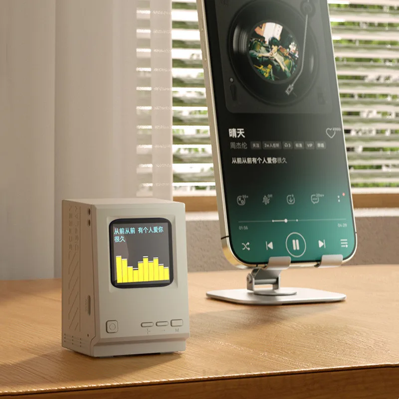 الموضة الإبداعية هدايا عيد ميلاد HIFI ستيريو مضخم صوت صغير ريترو TWS سمّاعات بلوتوث سطح المكتب ساعة تنبيه مع عرض كلمات #1