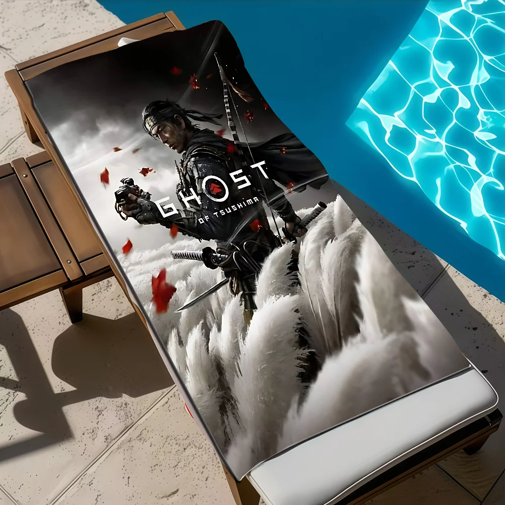 

The Game Of Ghost Of Tsushima Microfiber Printed Beach Towel Mountain Climbing Yoga Beach Swimming Running Absorbent Soft Towel