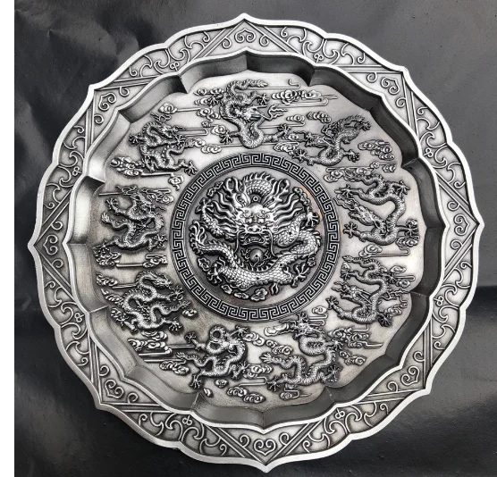 Antique Ware, Old Pure Copper Sun Wukong silver white Copper Plate, Antique Collection