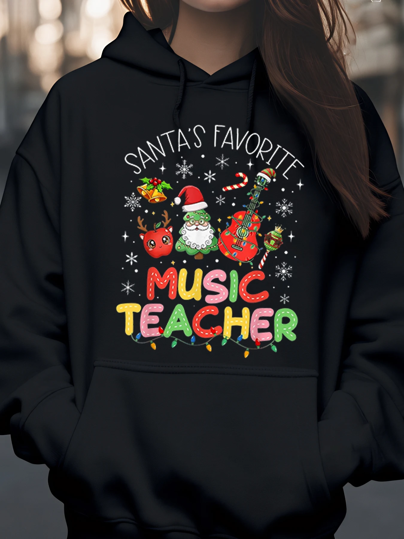 

Улюбимый учитель музыки Санта-Клауса с рождественским принтом, праздничный подарок для учителей музыки