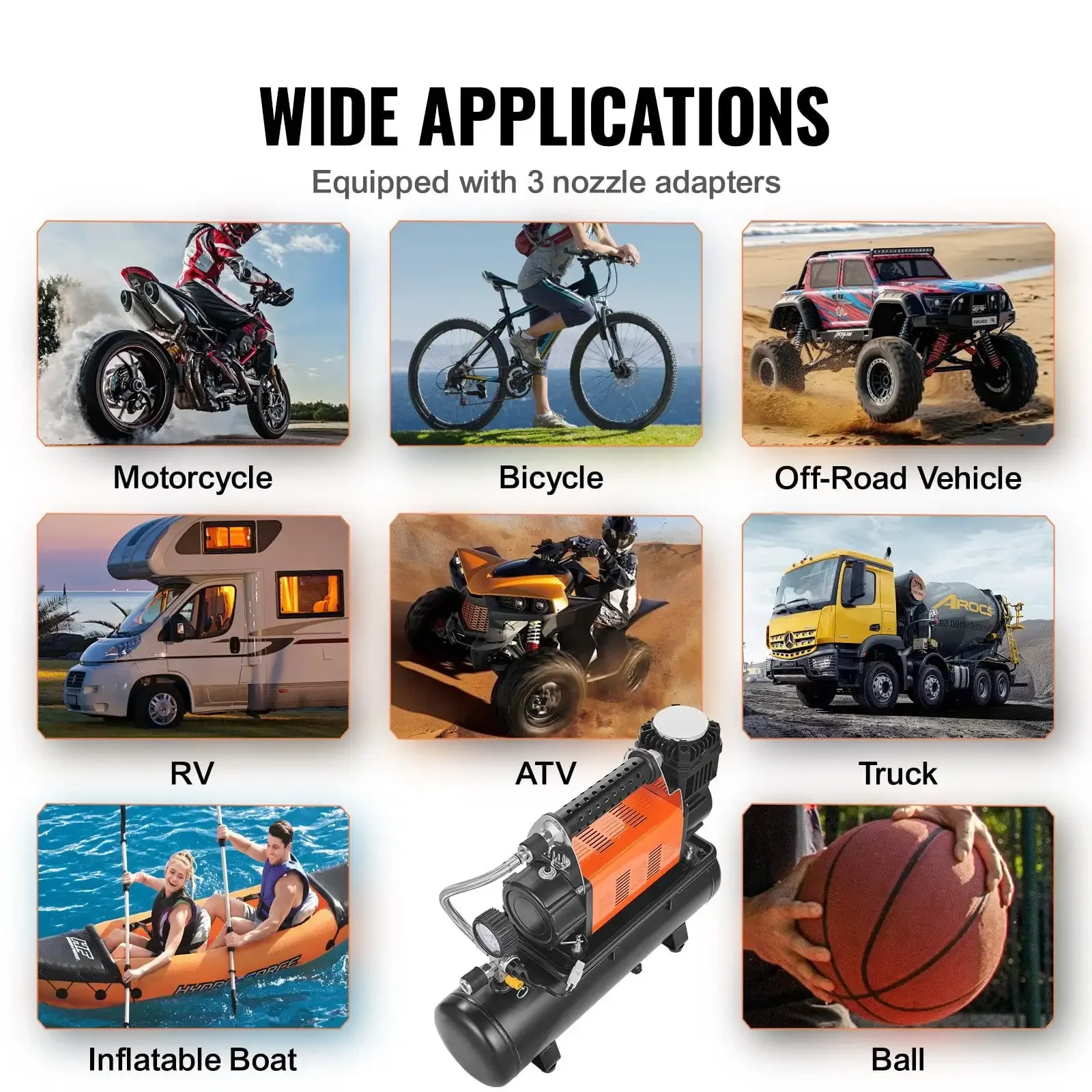 Heavy Duty Air Compressor  6L Tank 6.35CFM Portable Tire Inflator 150PSI