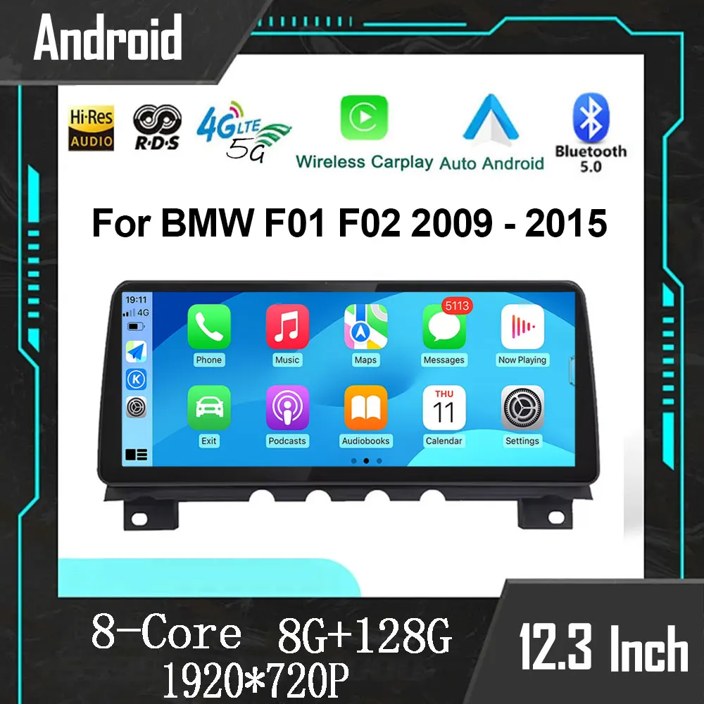 For BMW 7 Series F01 F02 2009 - 2015 CIC NBT 12.3 Inch Touch Screen Car Video Player Android Auto Intelligent All-In-One Carplay