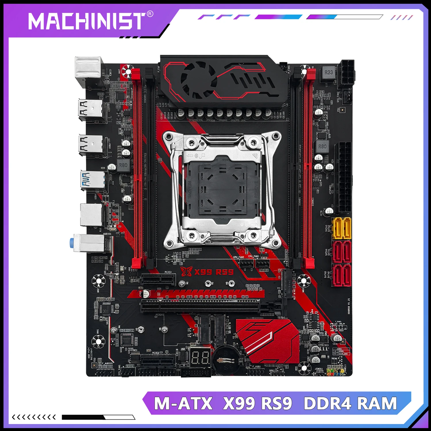 

MACHINIST RS9 X99 Motherboard Support LGA 2011-3 CPU DDR4 Four Memory channels USB3.0 with NVME/SATA M.2 slot