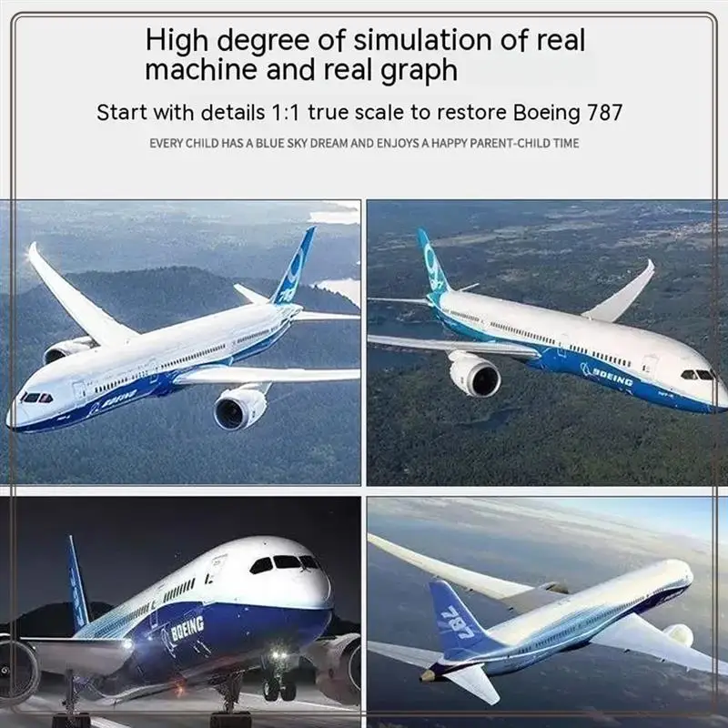 Reliable-Boeing 787 Glider Model 2.4G Electric Remote Control Three-Channel Fixed Wing Aircraft Airplane Toy Model For Kids-Blue