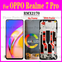 LCD With Frame For OPPO Realme 7 Pro LCD RMX2170 Display Screen Touch Digitizer Sensor Assembly Replacement Realme7Pro LCD Parts