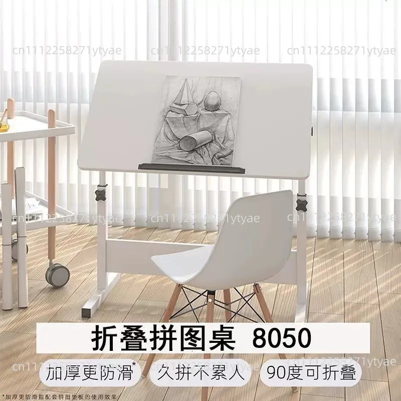 80x50cm Foldable Computer Desk, Bedroom Home Simple Painting Table, Movable And Adjustable Bedside Computer Desk