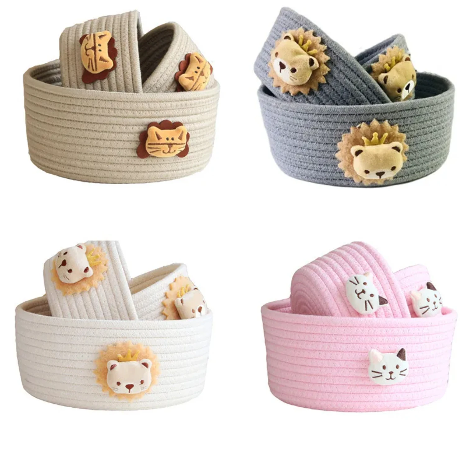 

Cartoon Animals Hand Woven Basket Toys Desktop Organizer Sundries Box Laundry Baskets box