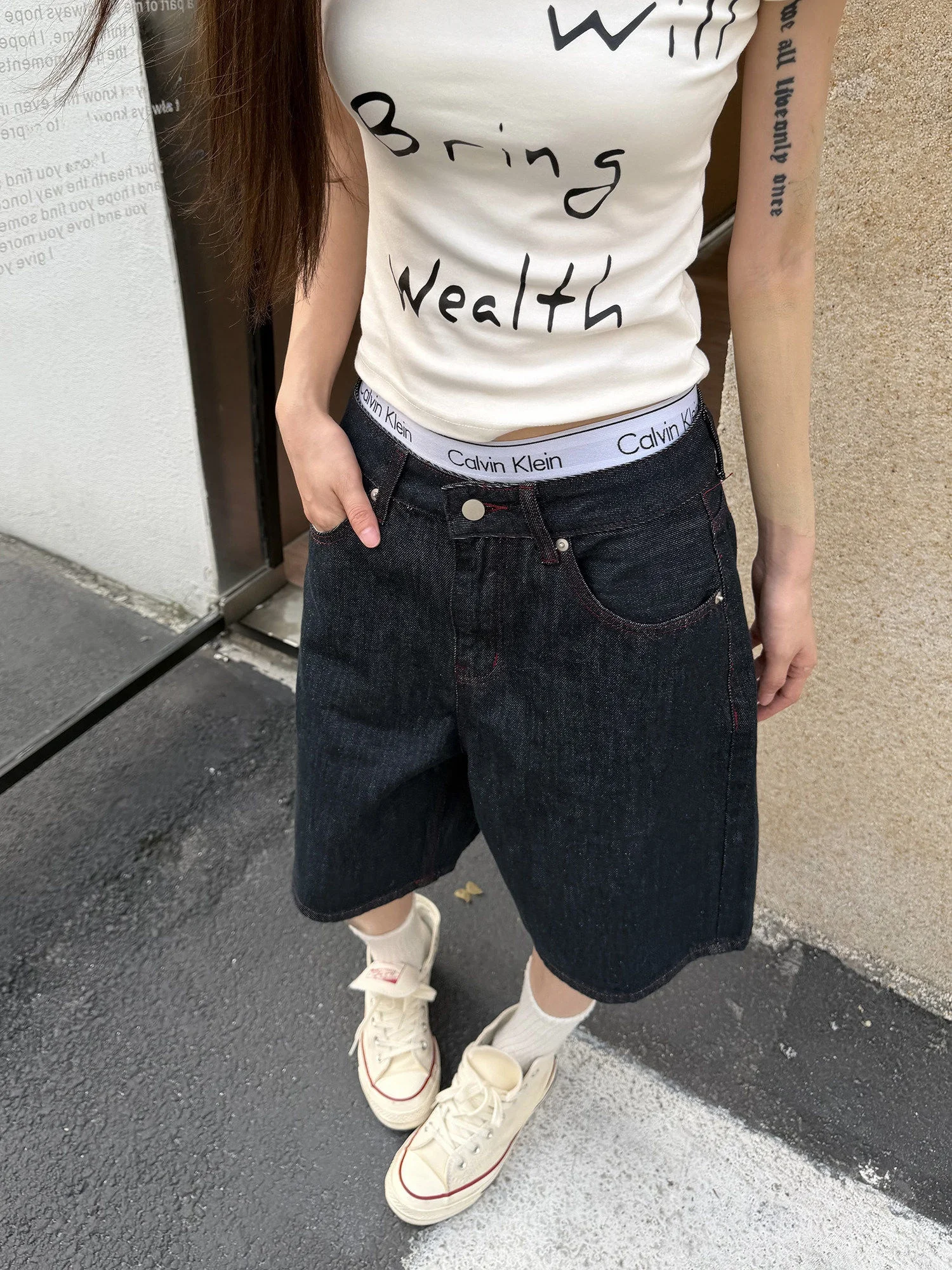 American Retro Original Denim Black Jeans Men's Summer Casual All-Match Loose Straight Short Pants Five-Point Casual Jeans