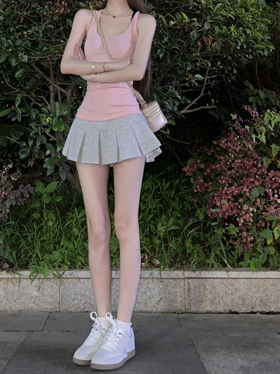 

Женская спортивная юбка А-силуэта больших размеров, плиссированная, с низкой талией, в корейском стиле, с молнией, не просвечивающая, для повседневной носки