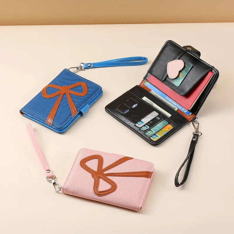 

New Retro Passport Bag for Women Korean Fashion Bow Passport Cover Multifunctional PU Leather Passport Clip Travel Accessories