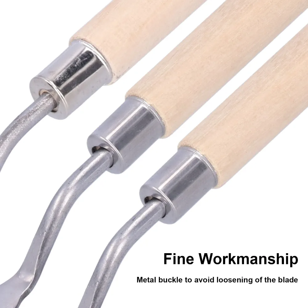 3PCS Wooden grip Painting Palette Knives Metal blade Assorted blade shapes Wood Handle Art Scraper Flexible edge
