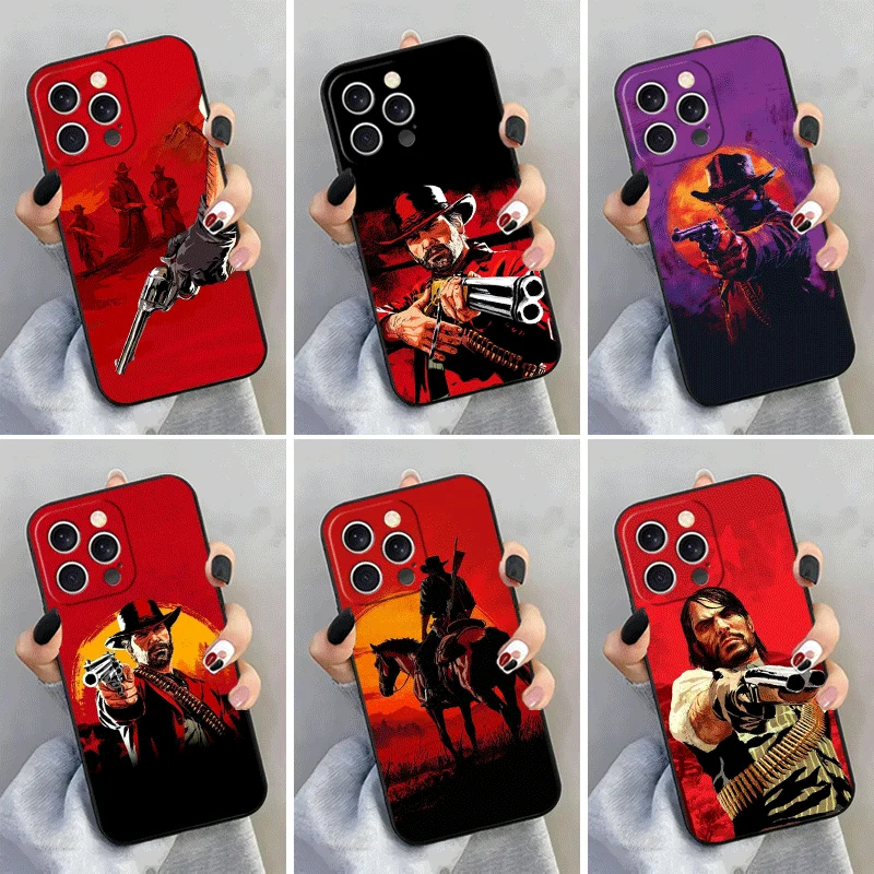 Coque de téléphone en silicone souple pour iPhone 15 16 17 Pro Max Red Dead Redemption Shell 17E 16E 14 Plus 13 Mini 12 11 Air 7 SE 8