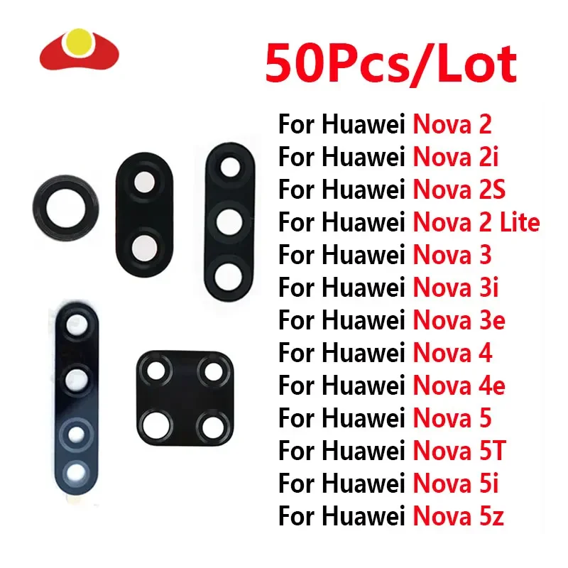 

50Pcs Back Rear Camera Lens Glass For Huawei Nova 2 2i 2S 3 3E 3i 4 4e 5i 5T 5Z 2lite 2plus 5 5i Pro with Adhensive Sticker