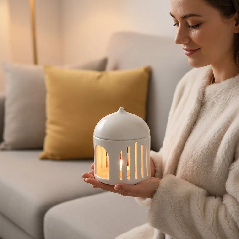Home Decoration Ceramic Candle Holder Ethnic Traditional Tealight Candlestick Exquisite Candle Stand Festival