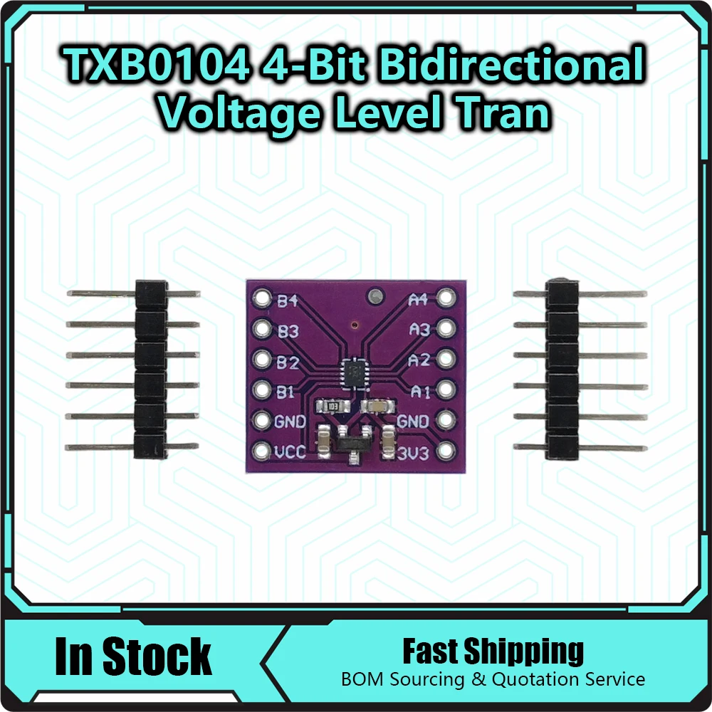 TXB0104 4-Channel Bidirectional Logic Level Shifter Auto Direction Sensing 1.8V to 5.5V for I2C UART GPIO, No Pull-Up Resistors