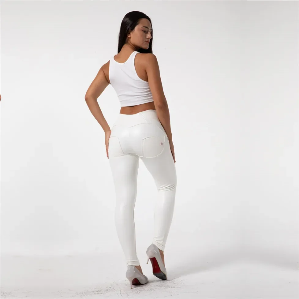 Shascullfites Hose aus Kunstleder, vier Möglichkeiten, dehnbar, hohe Taille, weiße Winterkleidung, Damen, mit Fleece gefüttert, Push-Up-Hose – Detail 12