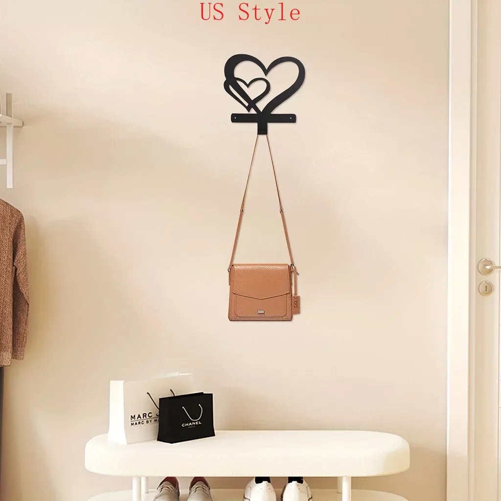 

1pc Creative Heart Wall Mounted Decoration Multi Purpose Hooks Organizing Keys Clothes Towels Coat Rack Iron Art Coat Hanger Gar