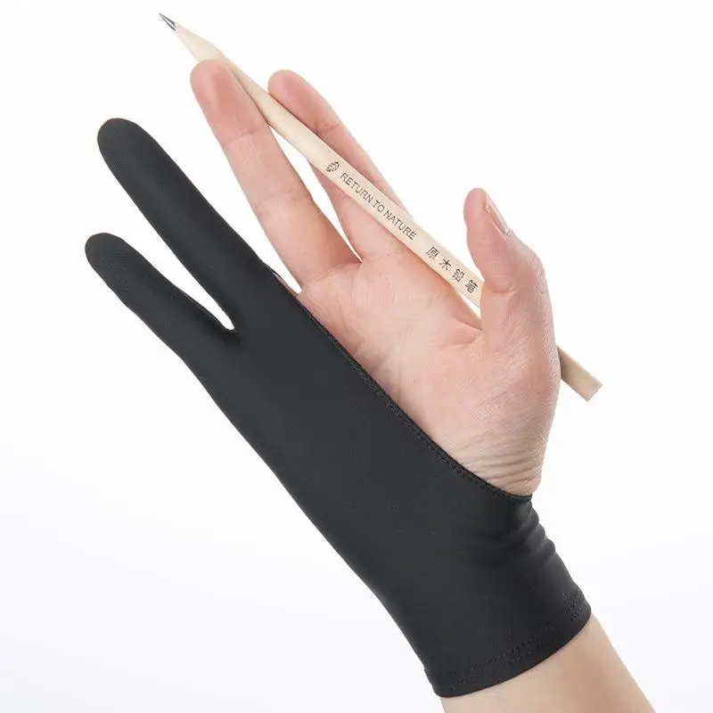 Black Two Finger Anti Fouling Glove For Tablet Phone Drawing Write Gloves For Tablet Touch Screen Anti Accidental Contact Gloves