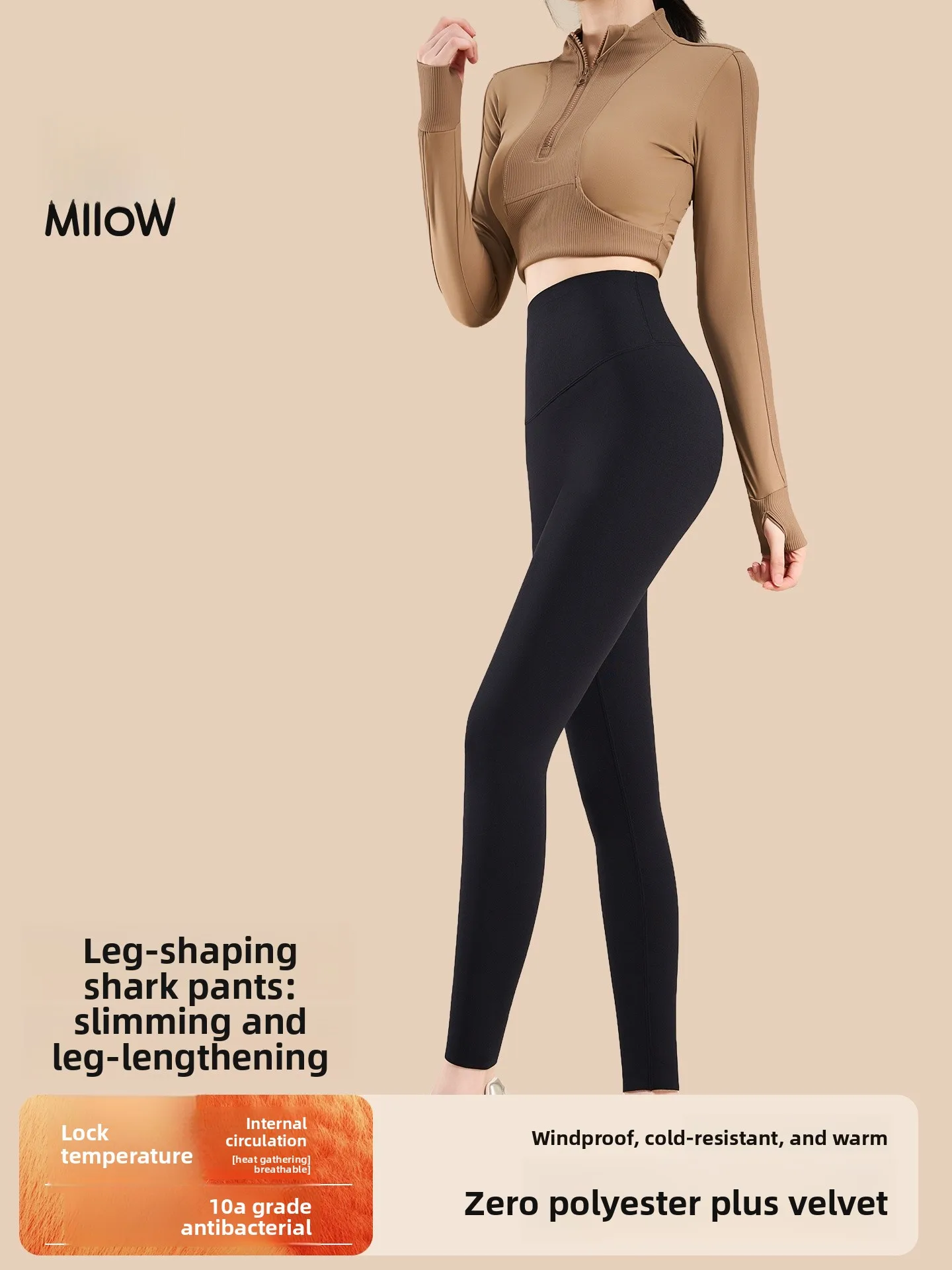 Pantaloni da yoga Thiened Fce Leggings a vita alta da donna Pantaloni caldi e aderenti con strato base Pantaloni casual con culo alto e pantaloni lunghi