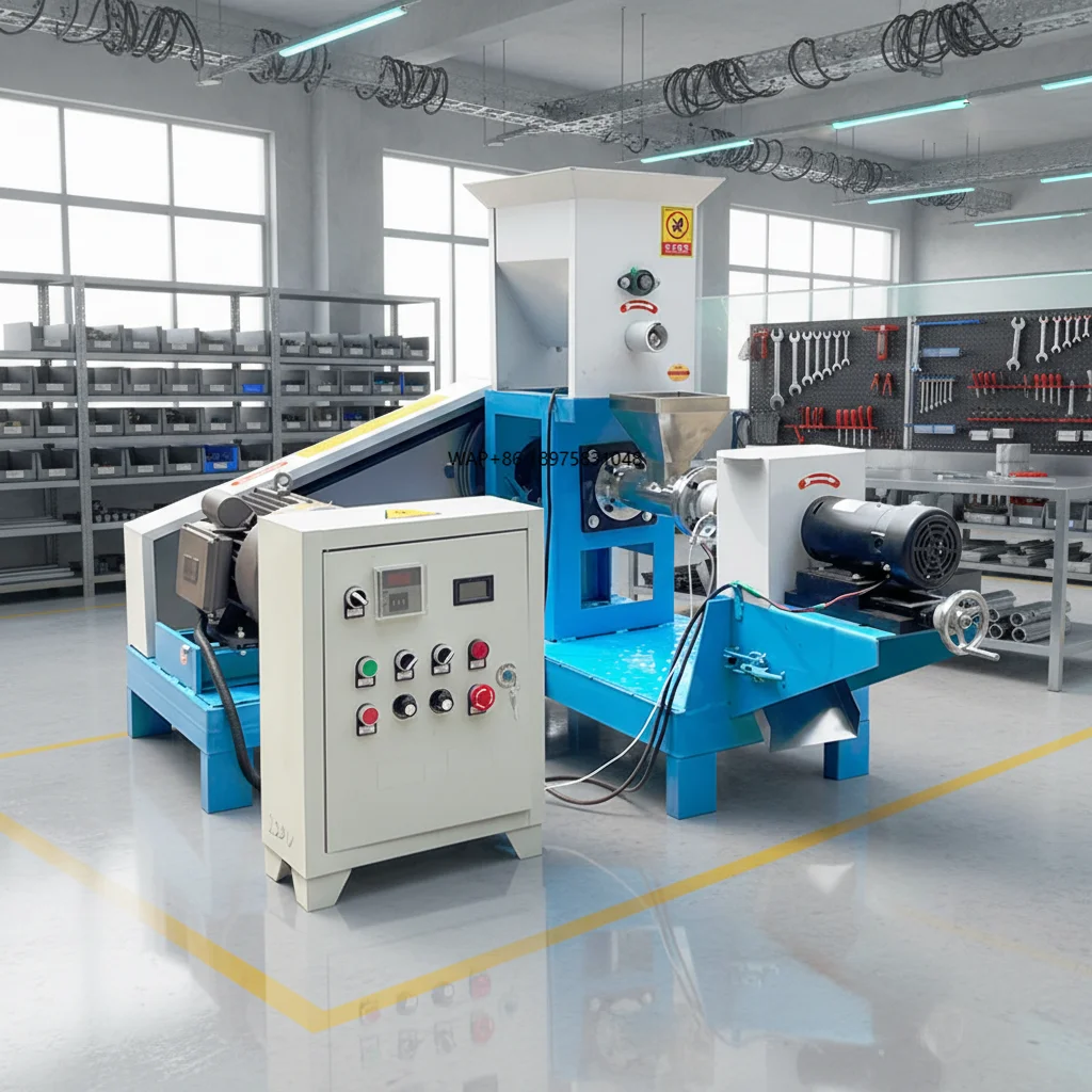 New high-yield floating fish feed processor, large-capacity extruder, stainless steel structure 2-4mm pellets