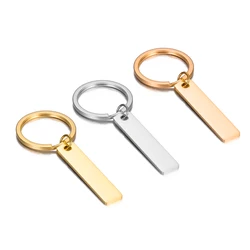 5Pcs 4 Colors Stainless Steel Rectangle Blank Keychain For Engraving Metal Strip Keychains Mirror Polished Wholesale