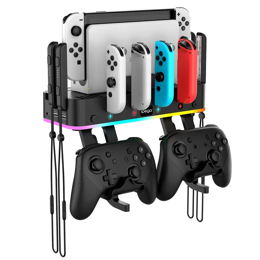 

PG-SW107 For Switch OLED host multifunctional RGB colorful hanging charging for Switch host wall bracket NS handle seat charging